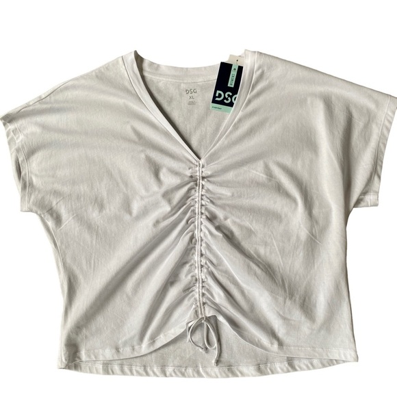 DSG center front cinched v-neck tank top women's XL pure white dolman sleeves - Picture 7 of 10